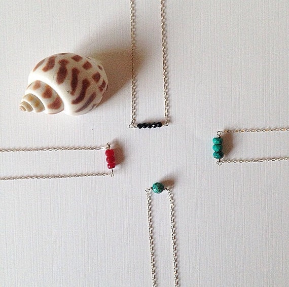 sterling silver bead bar necklaces ••• delicate jewelry