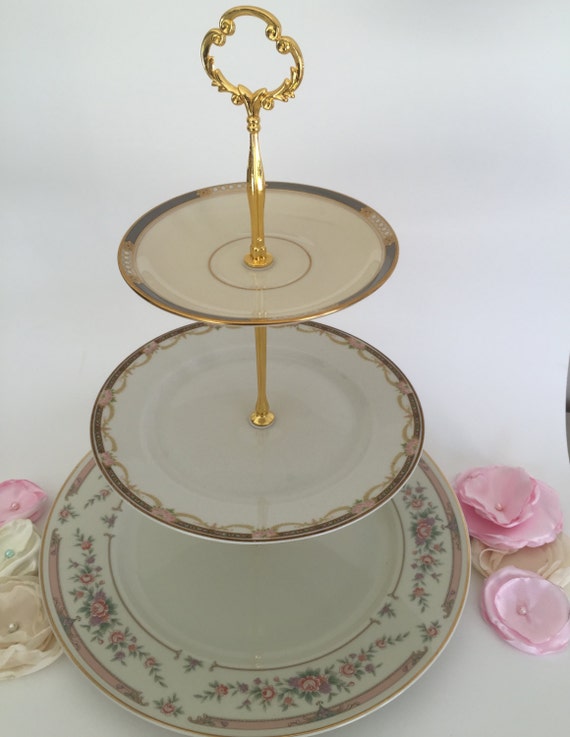 Cake Stand Vintage 3 Tier Tiered Lenox Warwick by LalasCollections