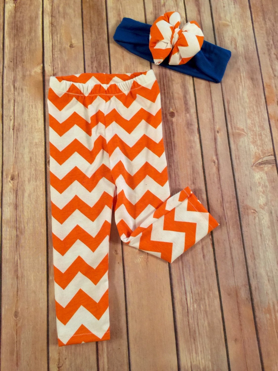 Orange Chevron Unisex Baby Leggings Girl Leggings Boy by SnowSew