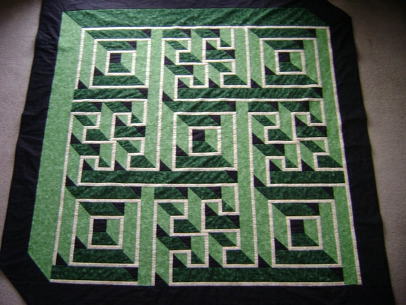 Quilt called Labyrinth walk three dimensional by ComfortSquared