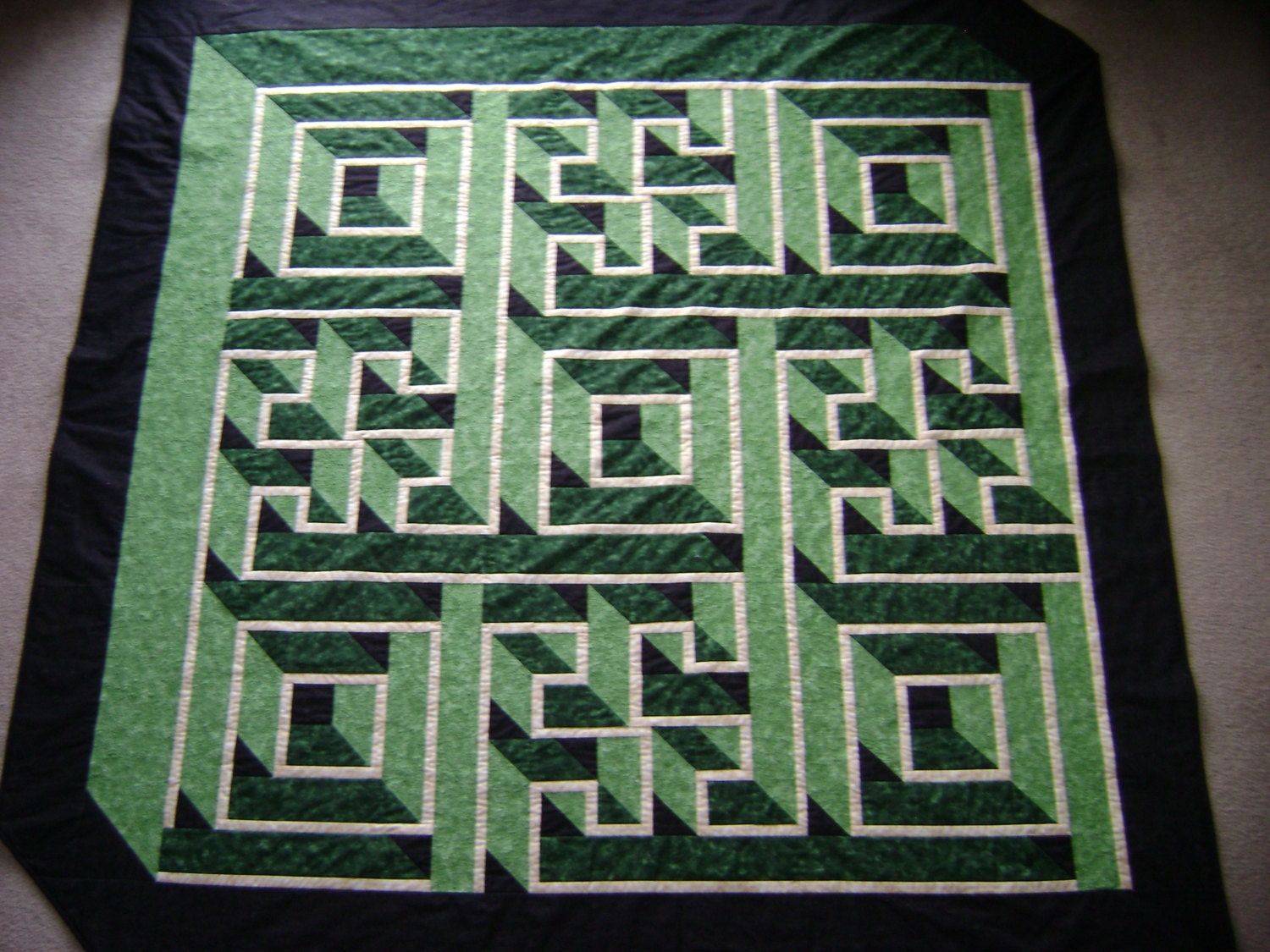 Quilt called Labyrinth walk three dimensional by ComfortSquared