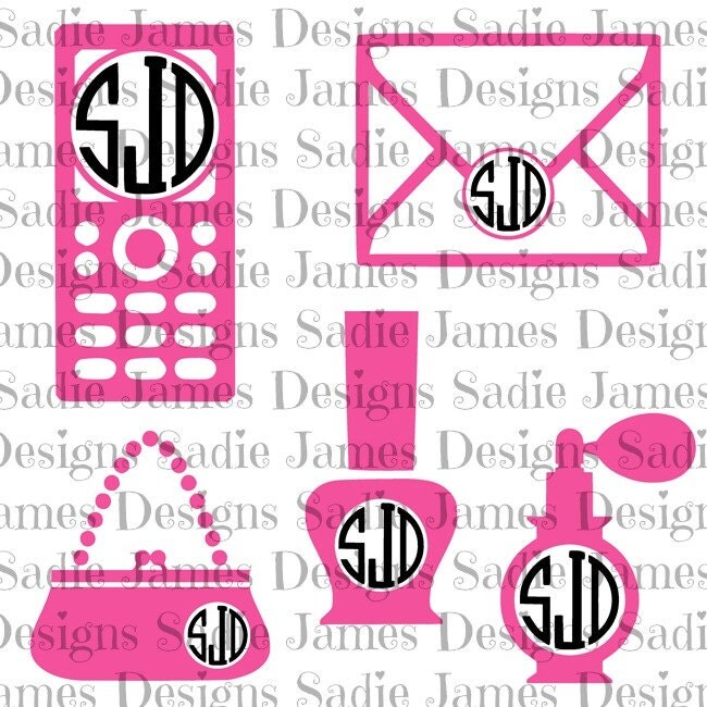 Svg girly silhouette monogram frames
