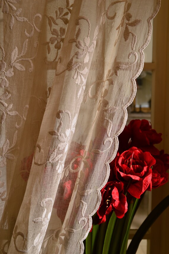 Exquisitely embroidered lace curtain panel by JainSavoirFaire
