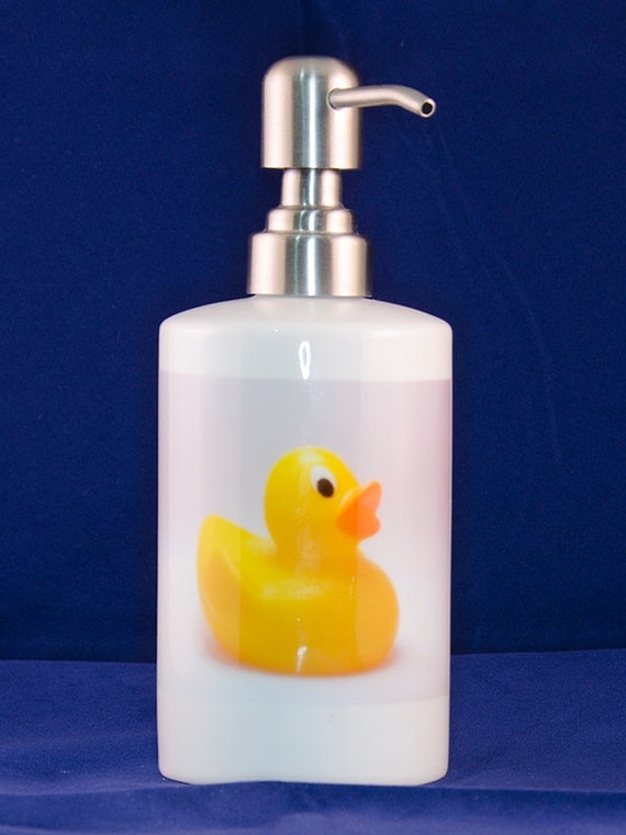 Ceramic soap dispenser with fun yellow duck design