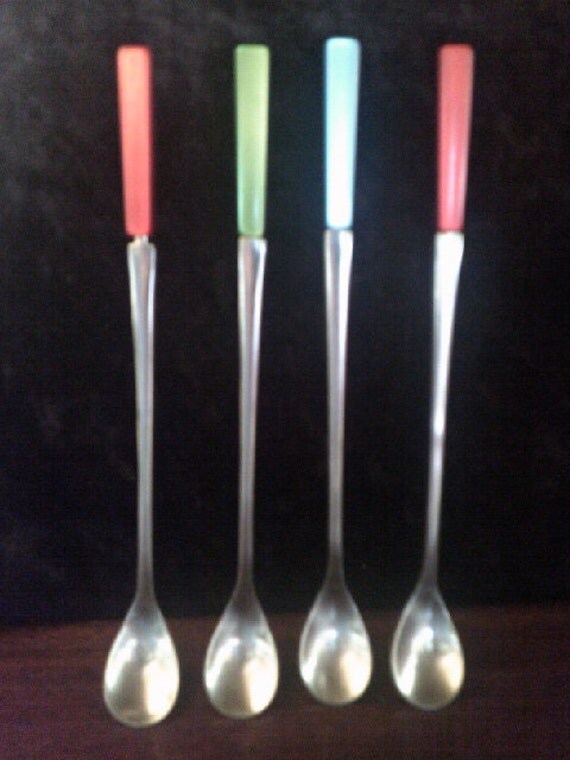 Parfait Spoons Art Deco Multi Coloured Handles 4 of Reserved