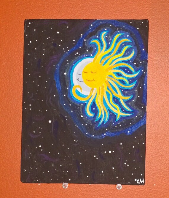 Half Sun Half Moon Canvas Painting : I painted this canvas with half