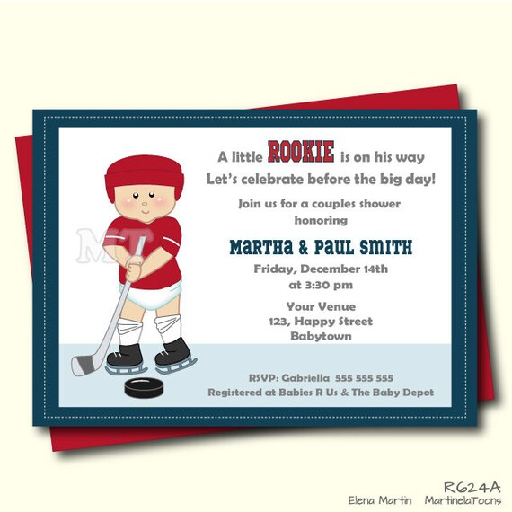 Items similar to Hockey Baby Shower Invitation Sports Theme Baby