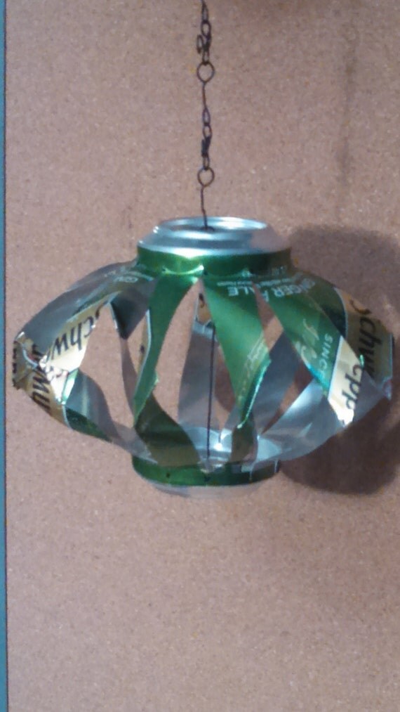 Recycled aluminum can wind spinner with hand made chain.