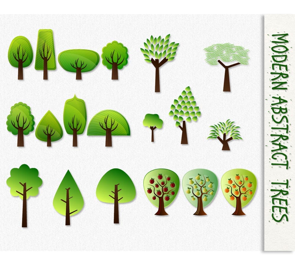 Modern Abstract Trees Clip Art Tree Graphics Trees Clipart