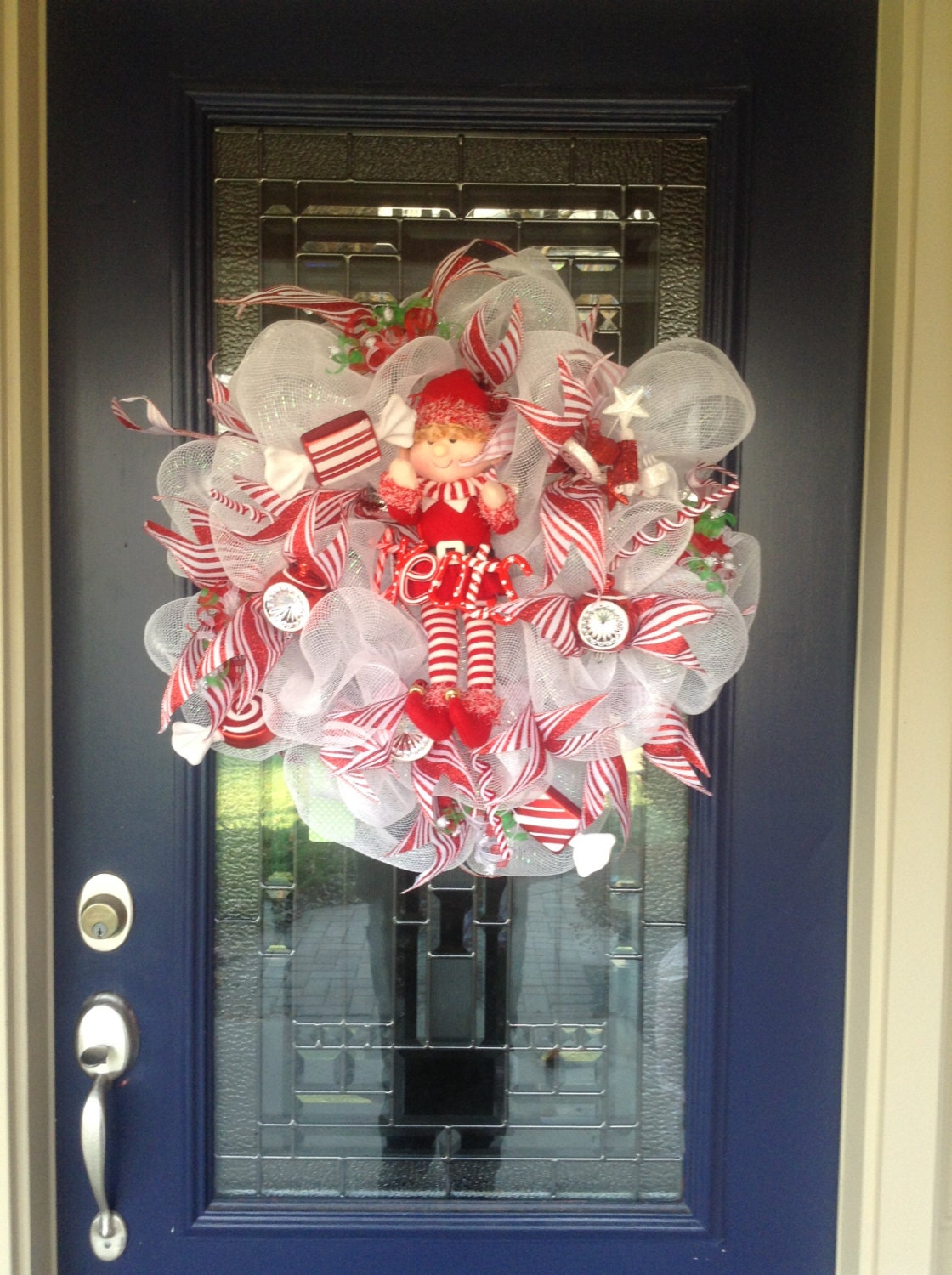 White Deco Mesh Christmas Treats Wreath