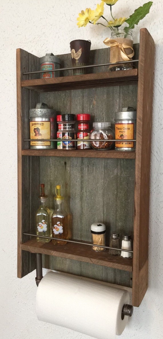 Barn wood spice rack towel rack shelf home decor by Barnwoodcustom
