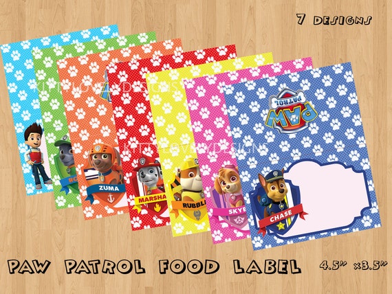 Paw Patrol Food LabelPaw Patrol Birthday party by KittyLovelyBows