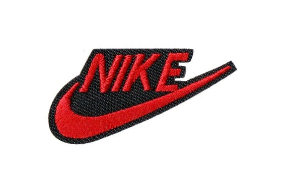 NIKE Logo Embroidered Iron On Patch Red Black 5.4cm x by creambox