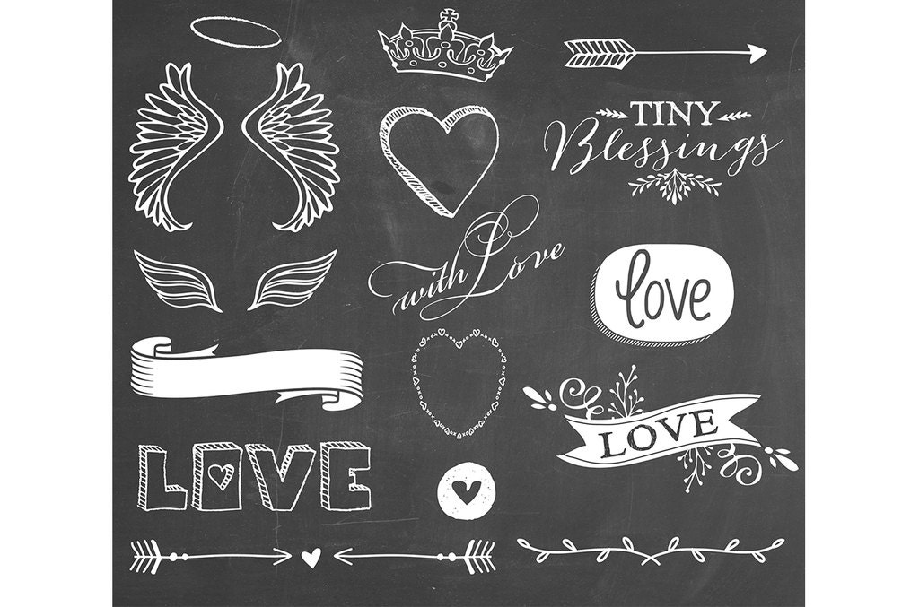 Wings of Love Chalkboard Overlays Set