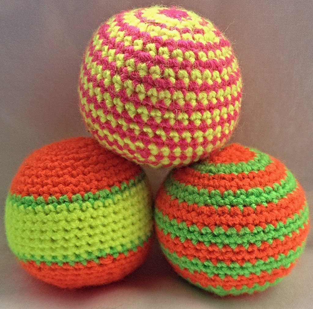 Set of Three Hacky Sacks Stress Relief Balls Juggling Balls