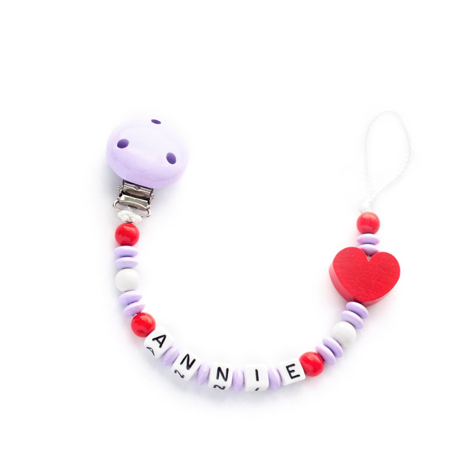 Personalized Pacifier clip theme annie heart pacifier clip