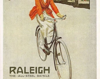 AD33 Vintage 1920's Raleigh Bicycles Bike Advertising Advertisment Poster Re-Print Wall Decor A3/A4