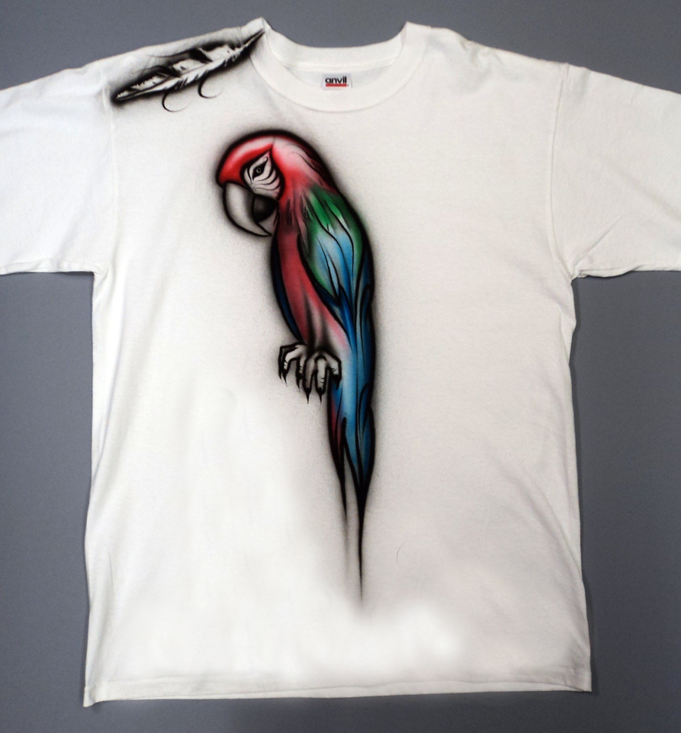 Airbrushed Parrot T Shirt Hand Painted airbrush