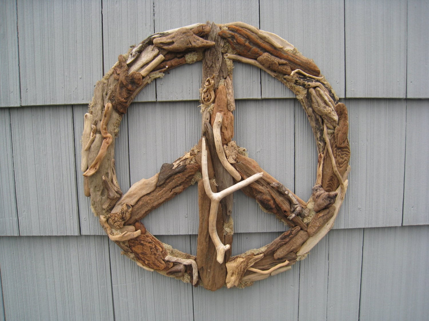Driftwood Peace Sign Beach Decor Wall Decor Driftwood Wreath