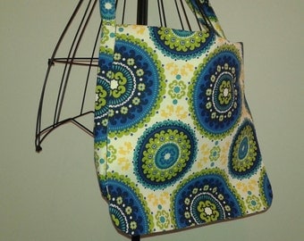 Blue Yellow Green Fabric Messenger Bag