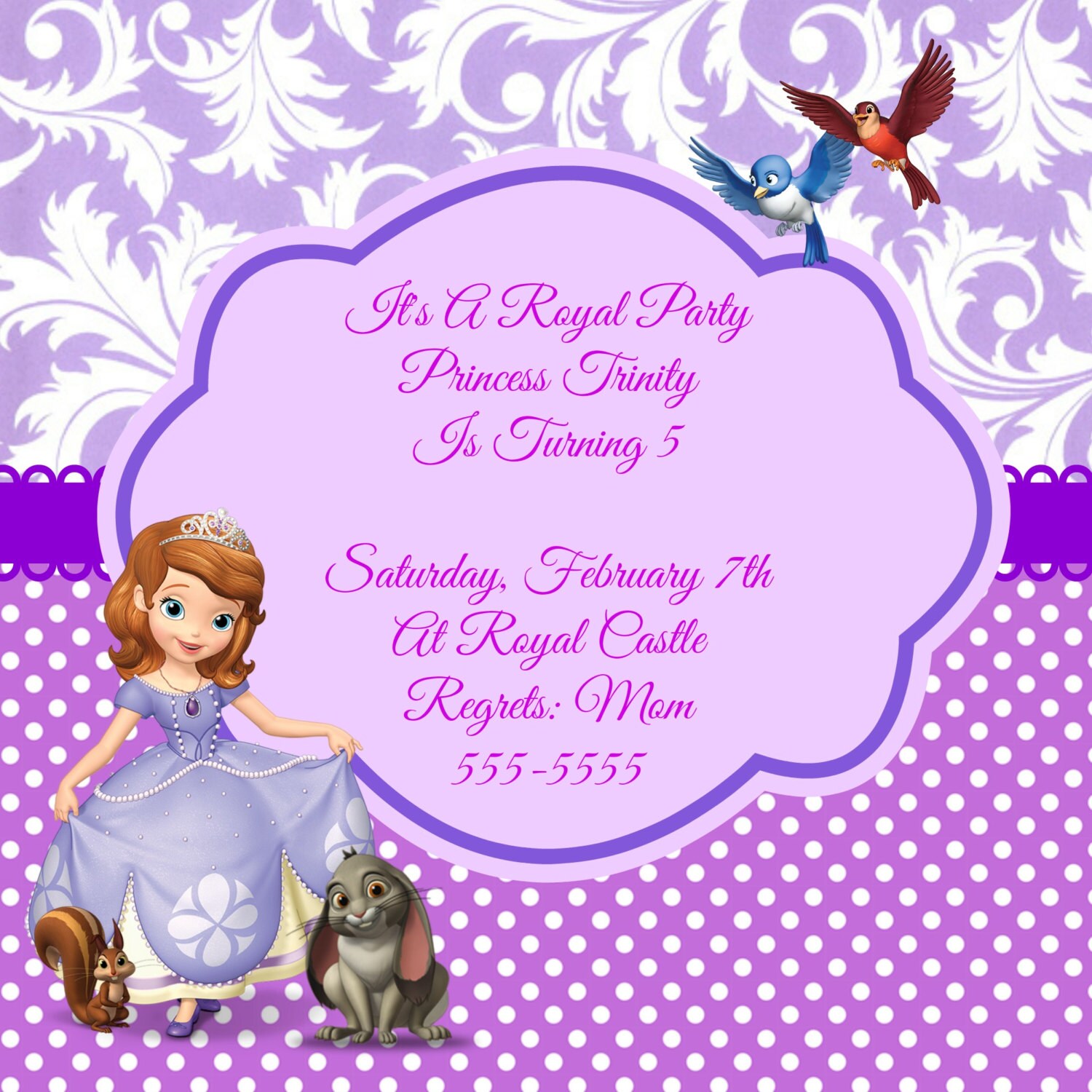 DIGITAL Sofia The First Invitation by PaperCottonFinds on Etsy