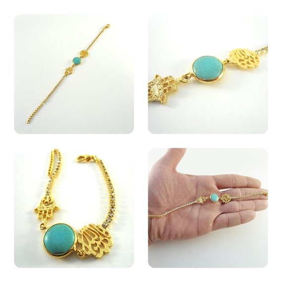 Items similar to 24k Gold Plated Copper Islamic Bracelet Handmade