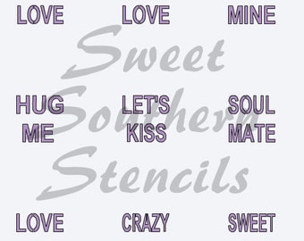 Conversation Heart Sayings Stencil 1
