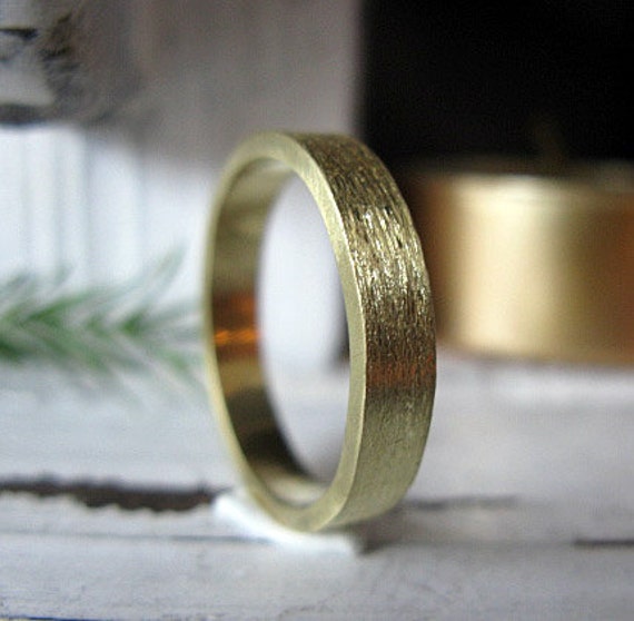 Wedding Band Wedding Green Ring Rustic  Wedding Band 18K green Mens gold Gold   band Mens wedding 18k