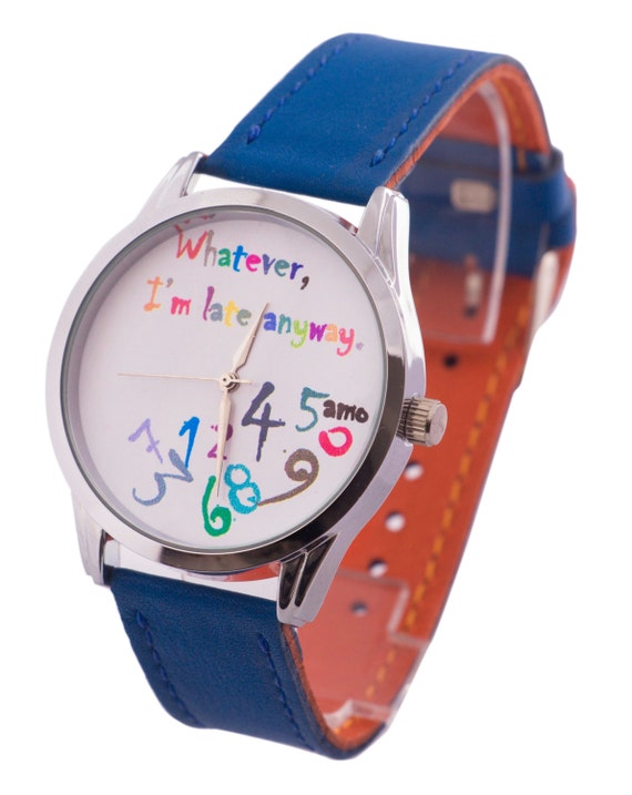 Cobalt Blue Women's Leather Wrist Watch, Leather Statement Watch, Graduation Gift Ideas