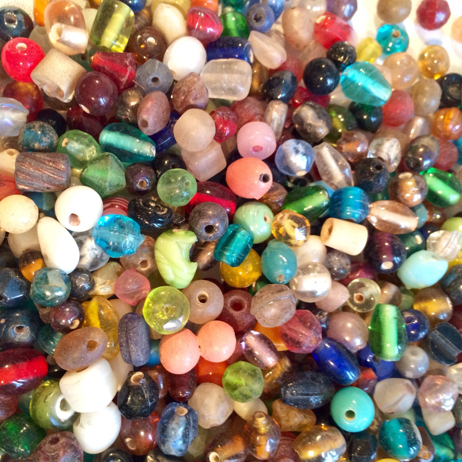 Vintage Czech Glass Beads mixed lot sizes shapes and colors