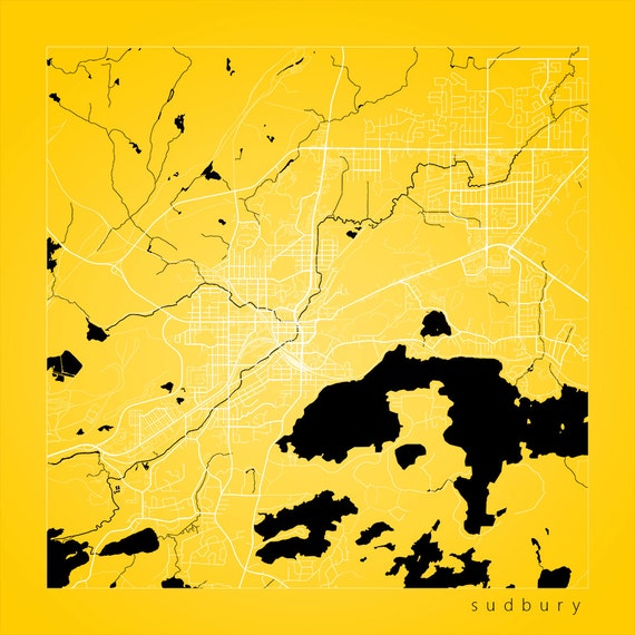 Sudbury City Street Map Sudbury Canada Modern Art by JurqStudio