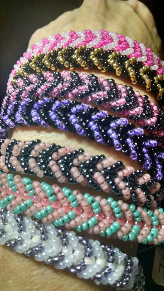 Bracelet Beaded Weaving with Glass Free by BeadWorksbyMegan