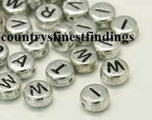 alphabet beads 8mm plating acrylic mixed pieces huge flat round lot silver popular items bea ds a73 wholesale