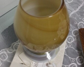 Hand Blown Brandy Snifter. Beautiful Butterscotch color swirls. 5 inches high with heavy weight. A must have for the brandy Pro.