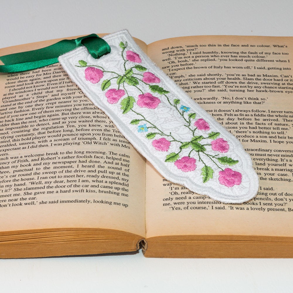 Floral Embroidered Bookmark.