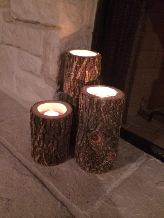Log Candle Holders by KellysSouthernJunk on Etsy