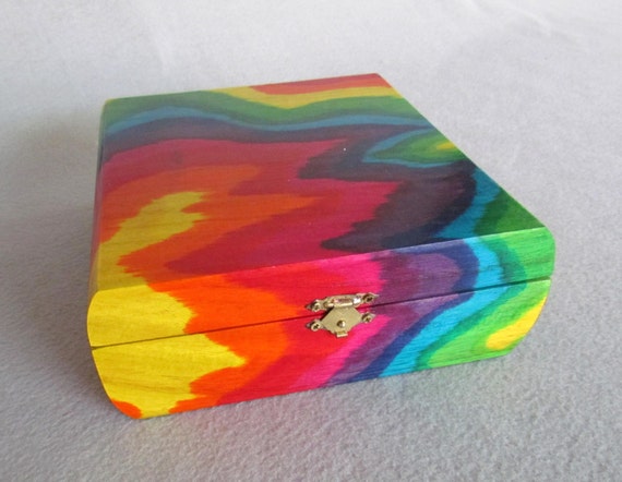 Tie Dyed Hand Painted Wood Anything Box