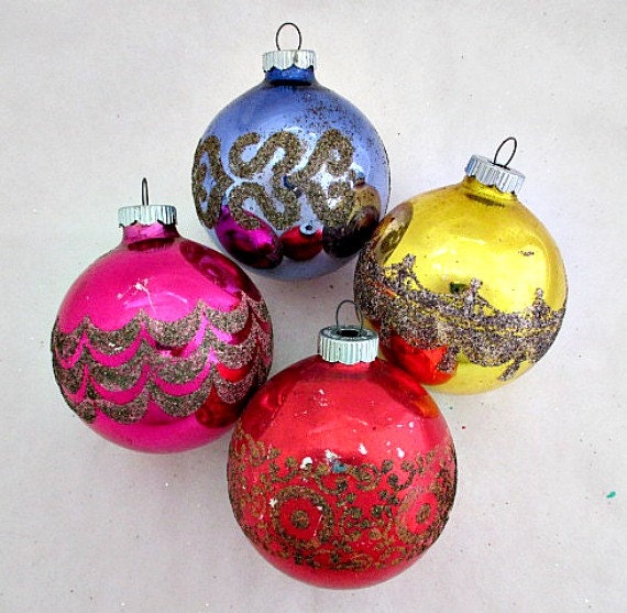 4 shiny brite glass christmas ornaments by vintagejunque 4 shiny brite glass christmas ornaments by vintagejunque