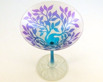 Tree of Life Martini Glasses - Frosted and Painted Glassware - Custom Made to Order