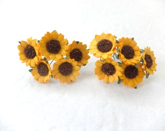 10 paper sunflowers - yellow paper flowers - mulberry paper sunflowers