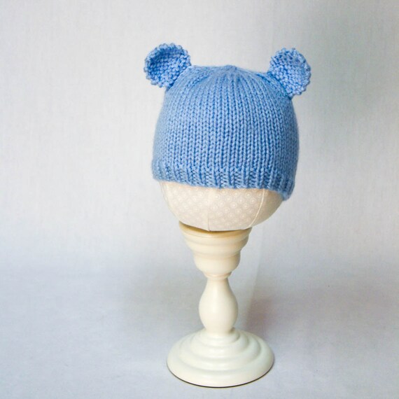 Minimalist Baby Bear Hat knitting PATTERN - cute stocking cap hat with bear e...