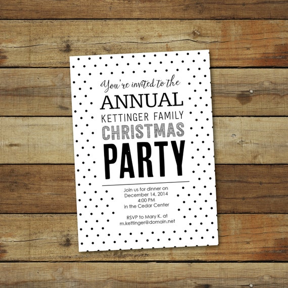 white and black polka dot invite