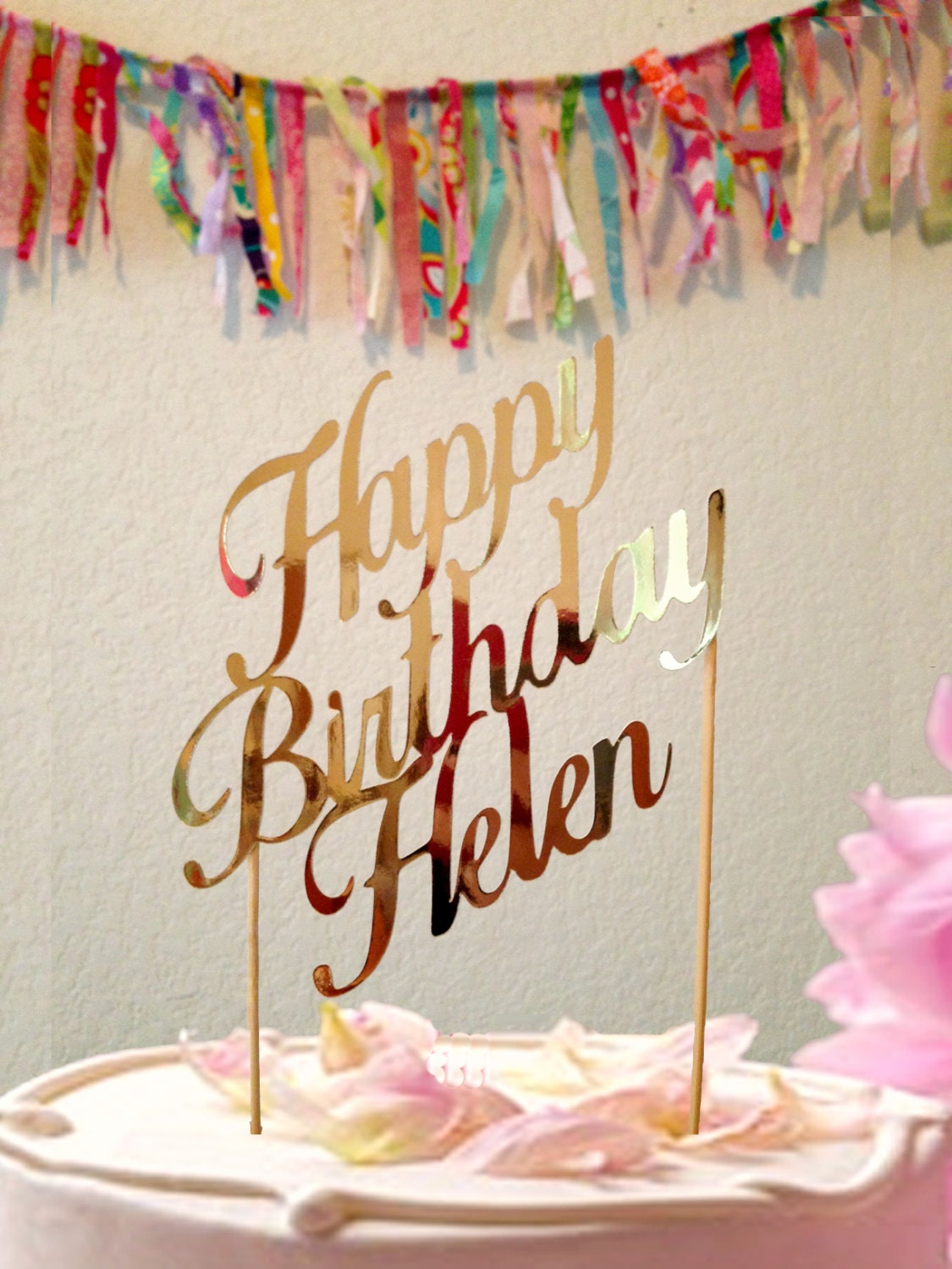 Gold Cardstock Birthday Cake Topper by PerfectLemonade on Etsy