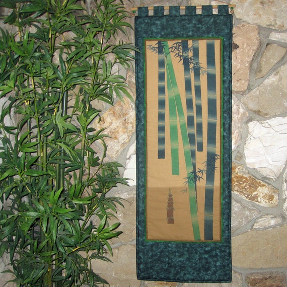 Quilted Wall Hanging Bamboo Grove Japanese Asian Design