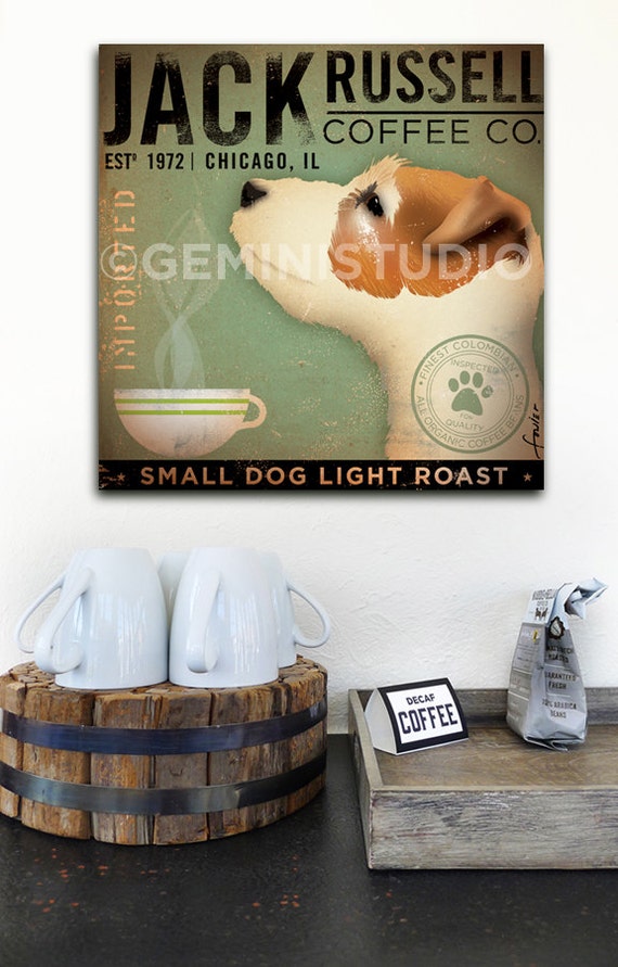 Jack Russell Coffee company dog illustration graphic artwork