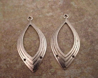 4 silver ox art deco open oval 3 loop chandelier hoop charm 35mm