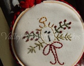 Hand Stitched Christmas Tree Ornament, Angel, Red Ribbon, BICOFG