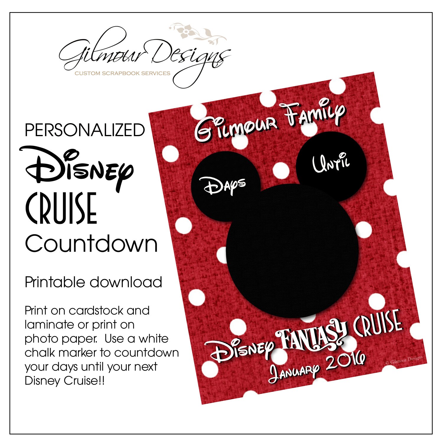 Personalized Disney Cruise Countdown Printable