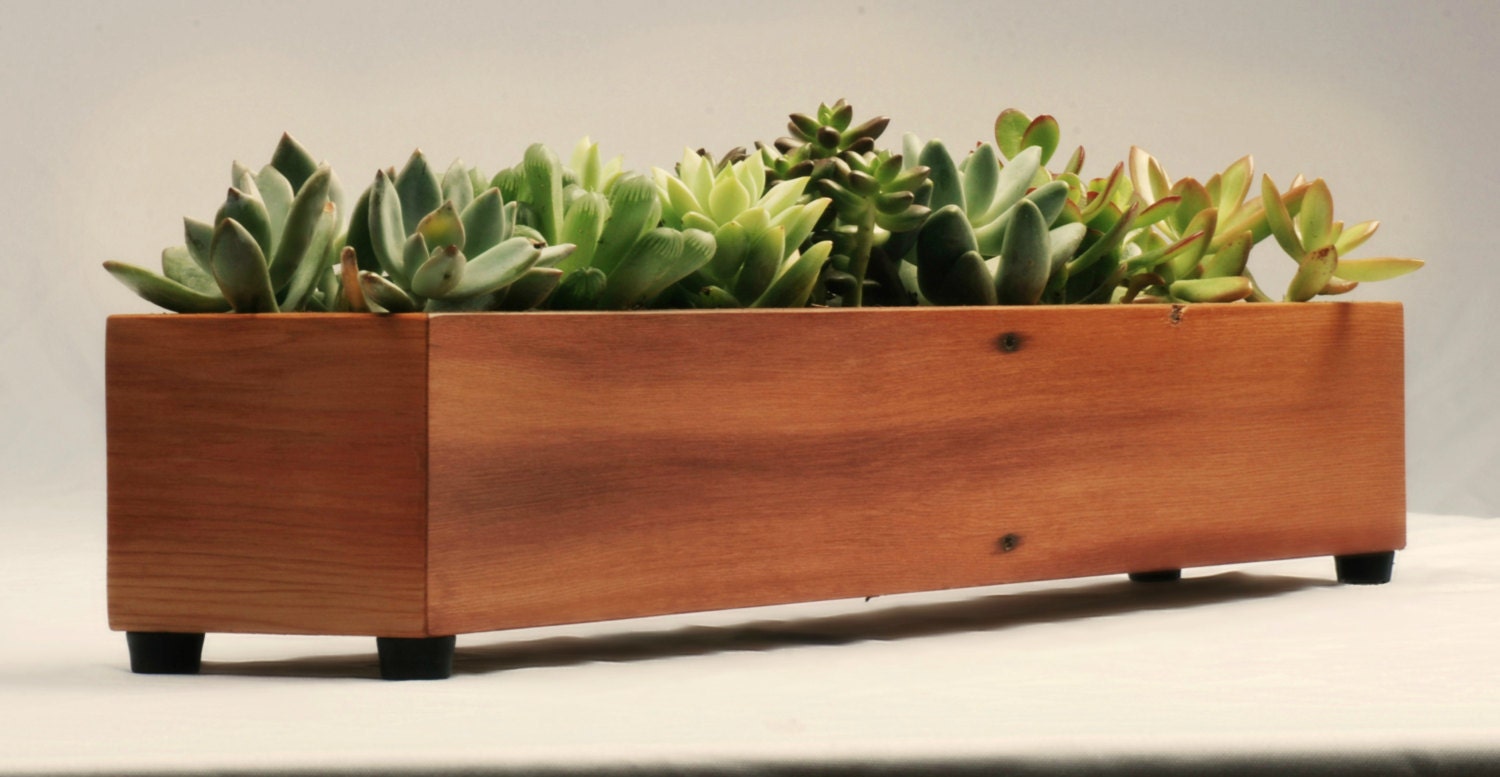 Modern Wood Planter Box Indoor Window Planter by andrewsreclaimed