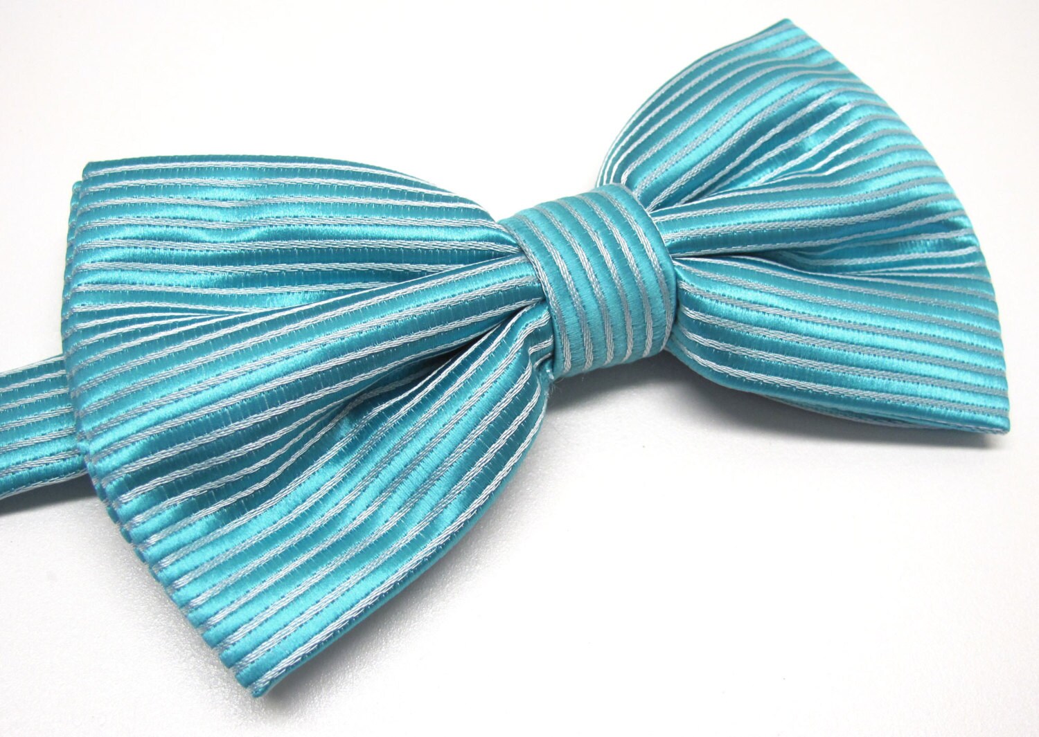 Mens Bowties. Turquoise Bow tie. Teal Blue Stripes Bowtie With